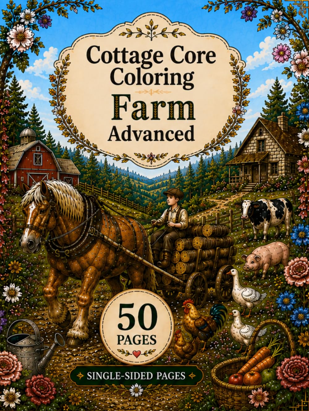 Cottage Core Coloring Farm Advanced: A Cottagecore Coloring Adventure Through Country Living