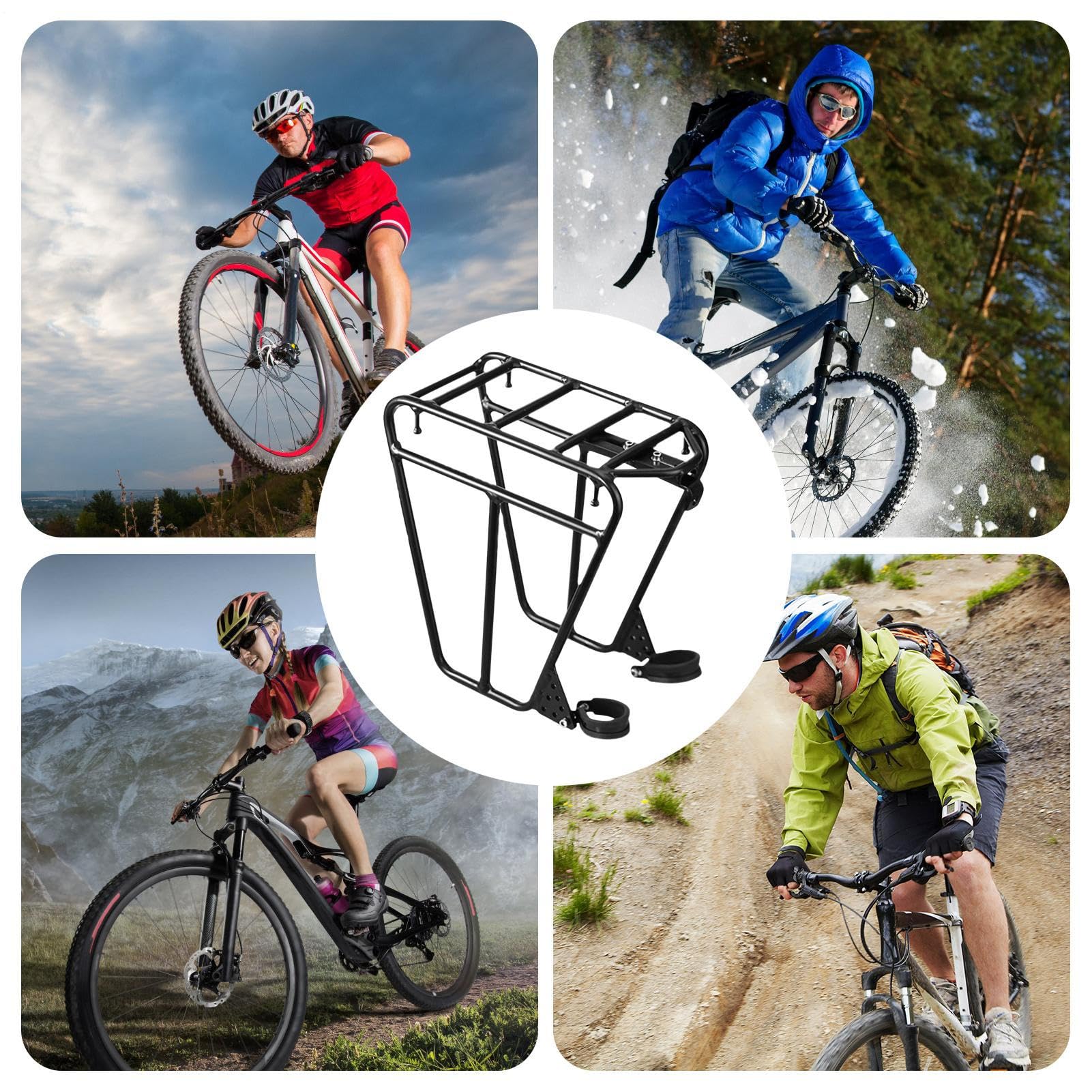 Portabici resistente, per bici da pendolari, rack per borse per biciclette | rack per biciclette versatili, robusti portapacchi per spostamenti quotidiani o viaggi a lunga distanza, 30 x 14 x