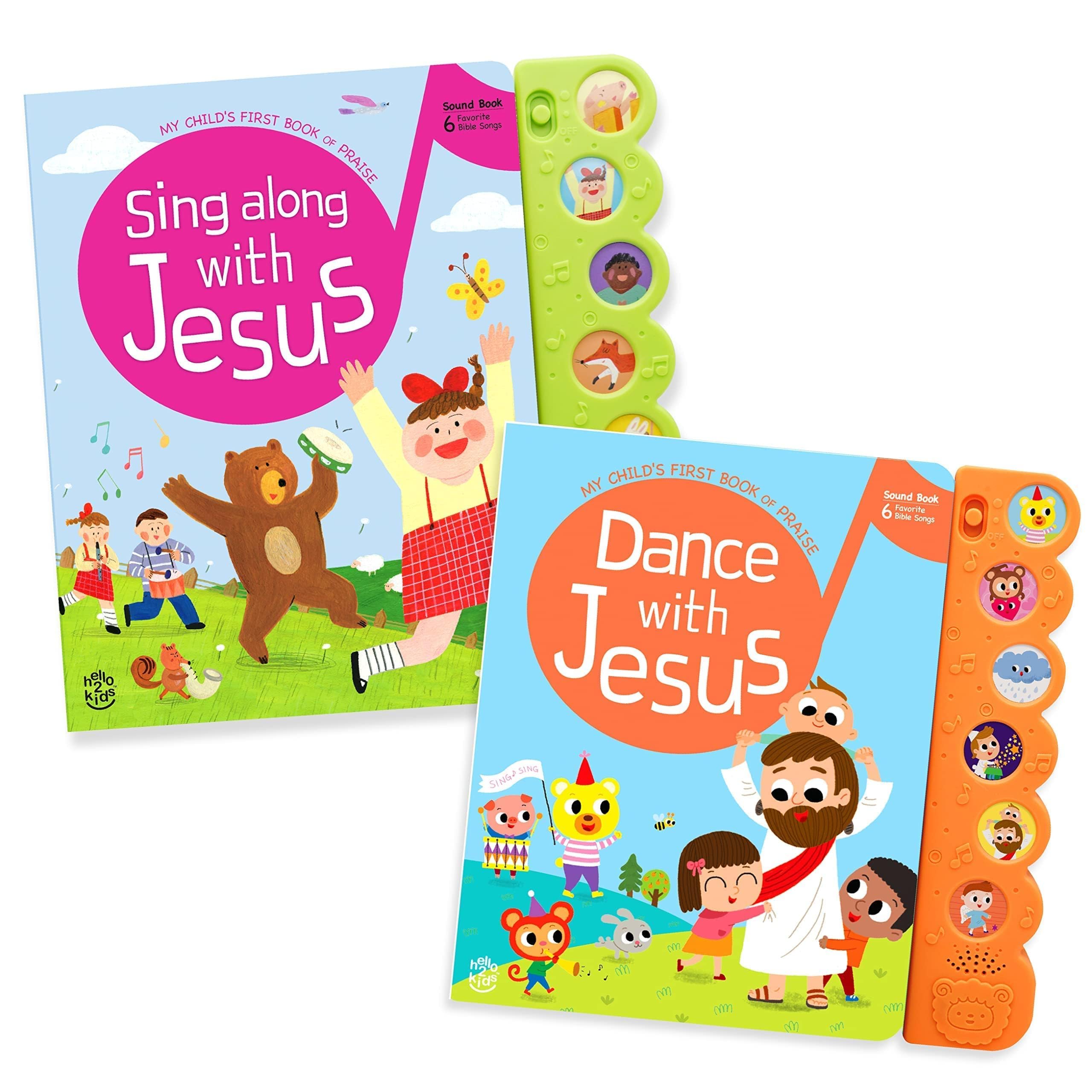 Dance with Jesus, Sing Along with Jesus - Bundle of 2 Books - Christian Sound Books for Toddlers 1-3 | Six Bible Songs & Illustrations in Each Book, Musical Toys for Kids - Baptism Gifts for Boys and