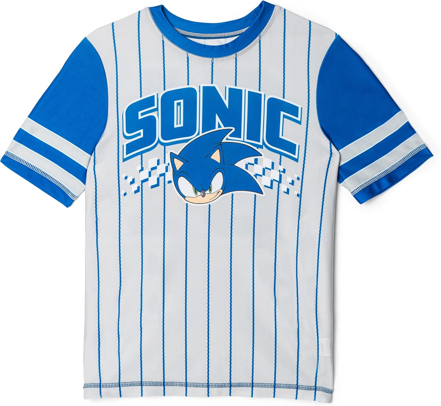 SEGA Sonic the Hedgehog Raglan Rash Guard and Swim Trunks Outfit Set UPF 50+ Little Kid to Big Kid Sizes (4-14-16)