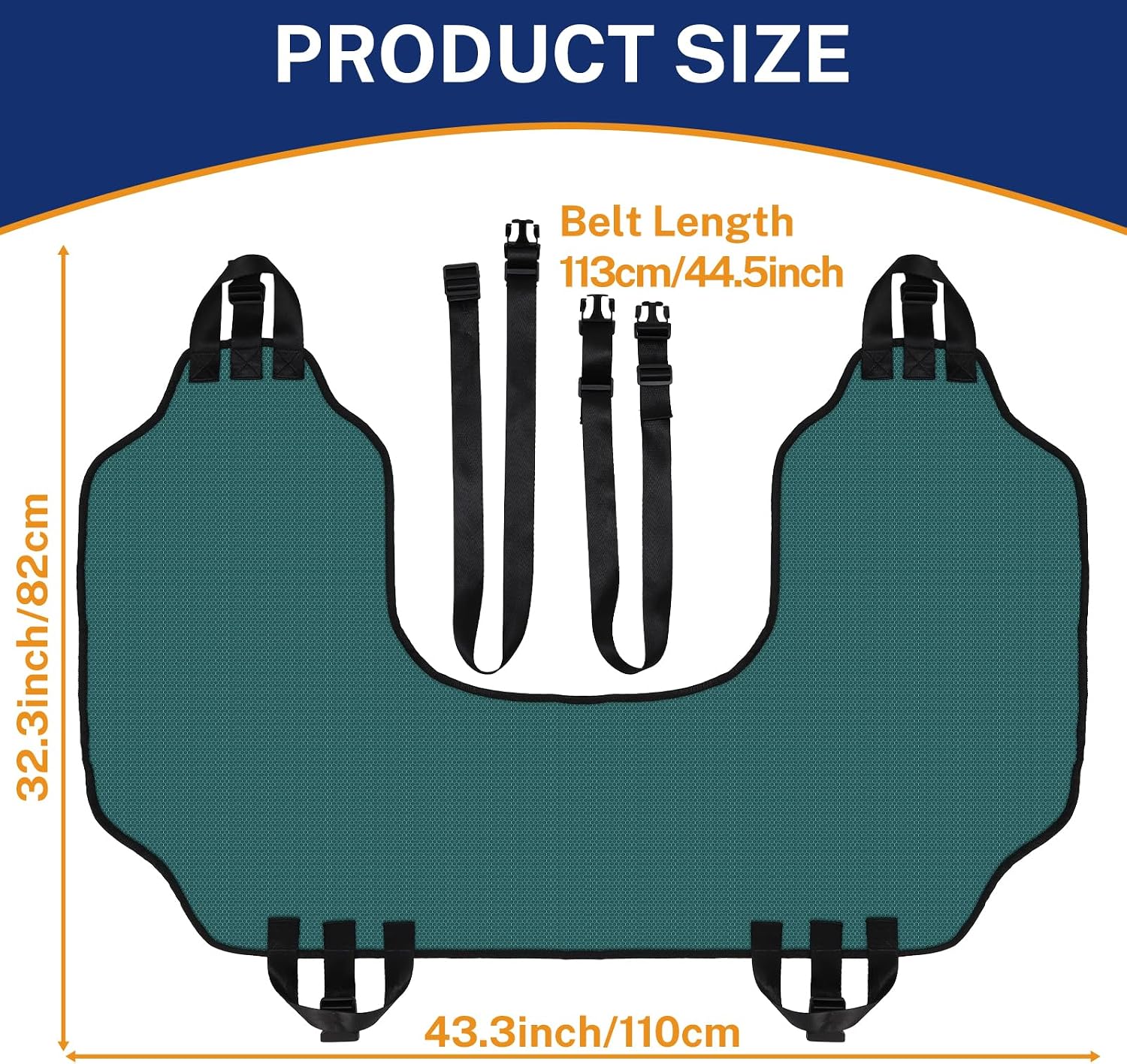 U-Shaped Patient Turning Device, Positioning Bed Pad with Handles, Transfer Sheet for Elderly & Bedridden, Multipurpose Bed Transfer Pad with Reinforced Handles & Straps, Mobility Aid for Caregivers
