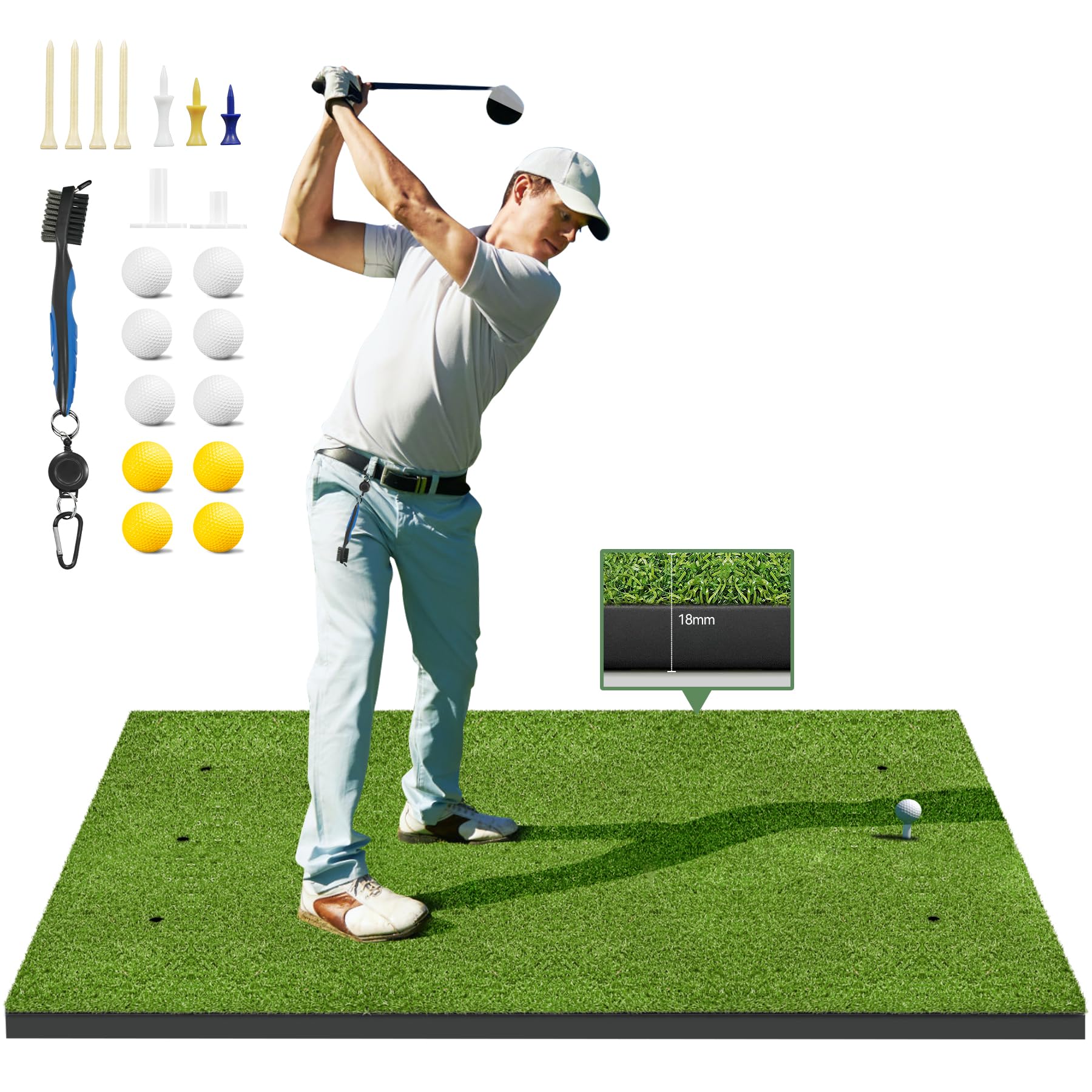 Thickening Golf Mat, 5x4ft Artificial Turf Golf Hitting Mat for Outdoor