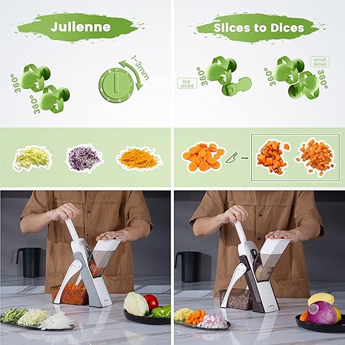 Miniatura 3 de SupMaKin Upgrade Safe Mandoline Slicer, Vegetable Chopper, Potato Slicer 4 Modes Adjustable Thickness Food Cutter, Kitchen Chopping Artifact