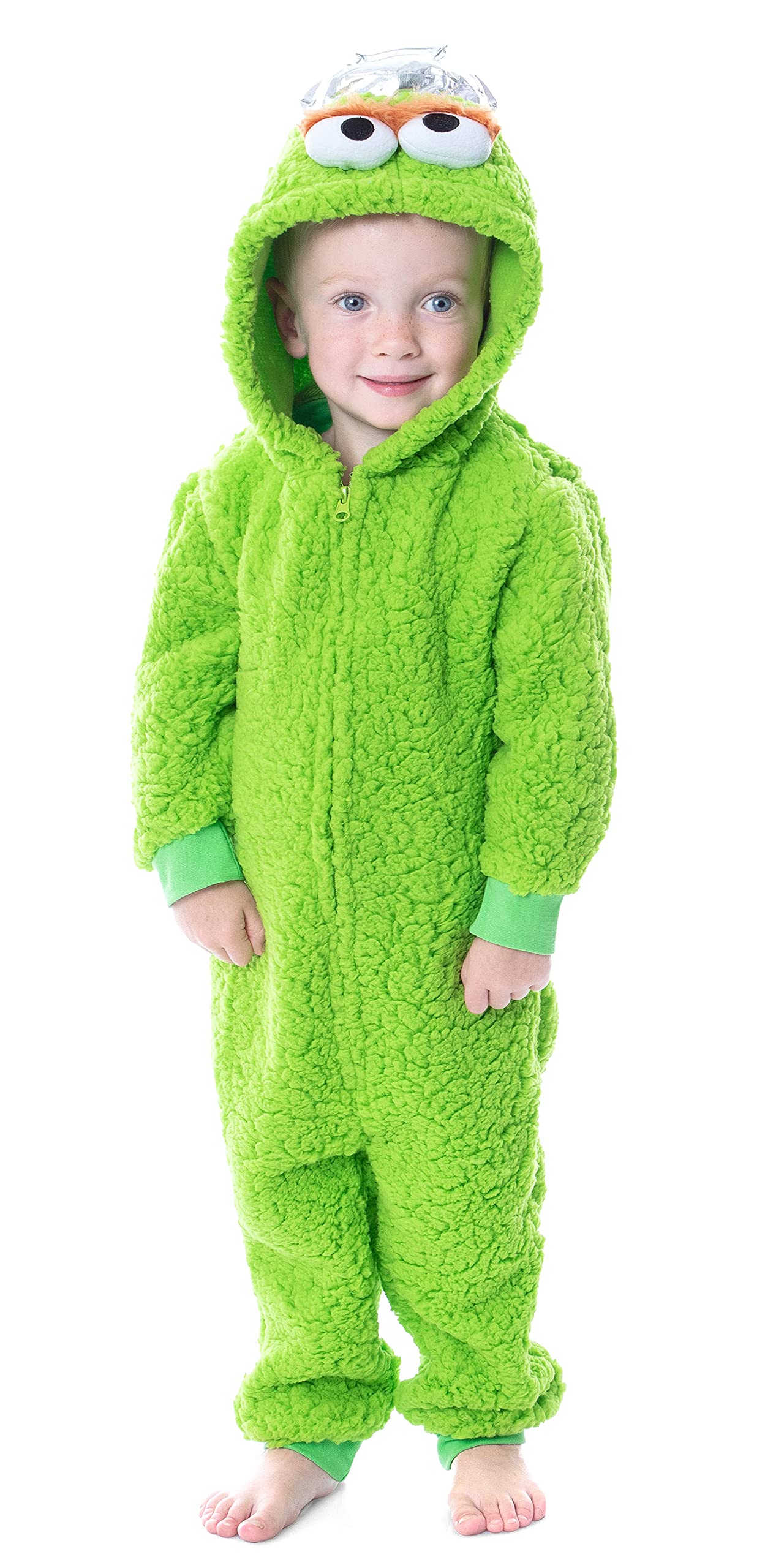 MJCInternational Sesame Street Toddler Oscar the Grouch Sherpa Union Suit Costume Pajama For Boys Girls (6T), Oscar T Green
