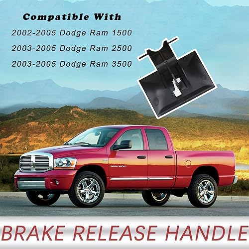 Miniatura 16 de TQPONLY 74934 Mango de liberación de freno de estacionamiento (gris niebla) compatible con Dodge Ram 1500 2500 3500 1998-2002 sustituye a RU38RC8AA