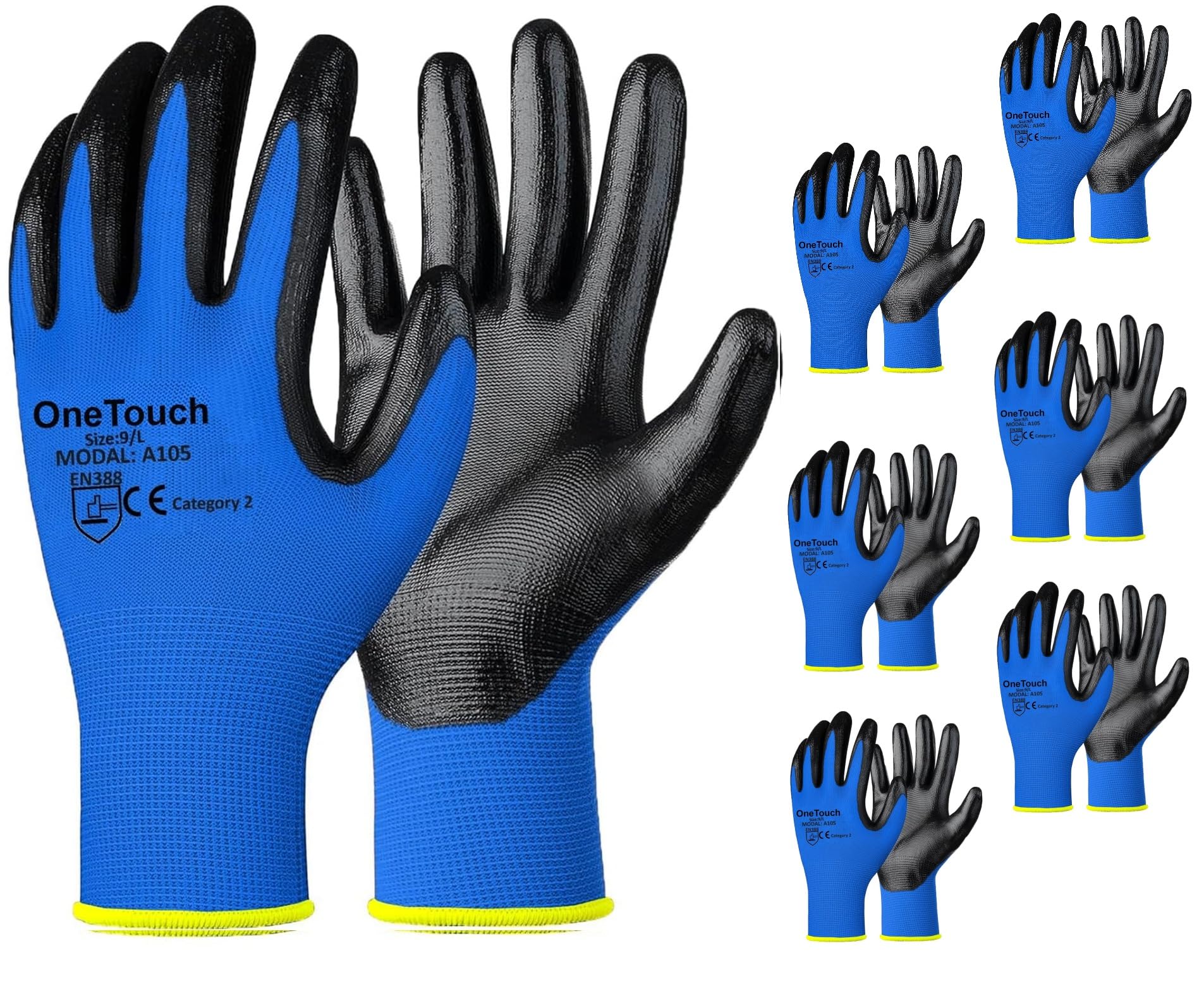 A406 24 Pair Red Nitrile Coated Work Gloves - Builder's & Gardening Gloves (Small) โ image 1