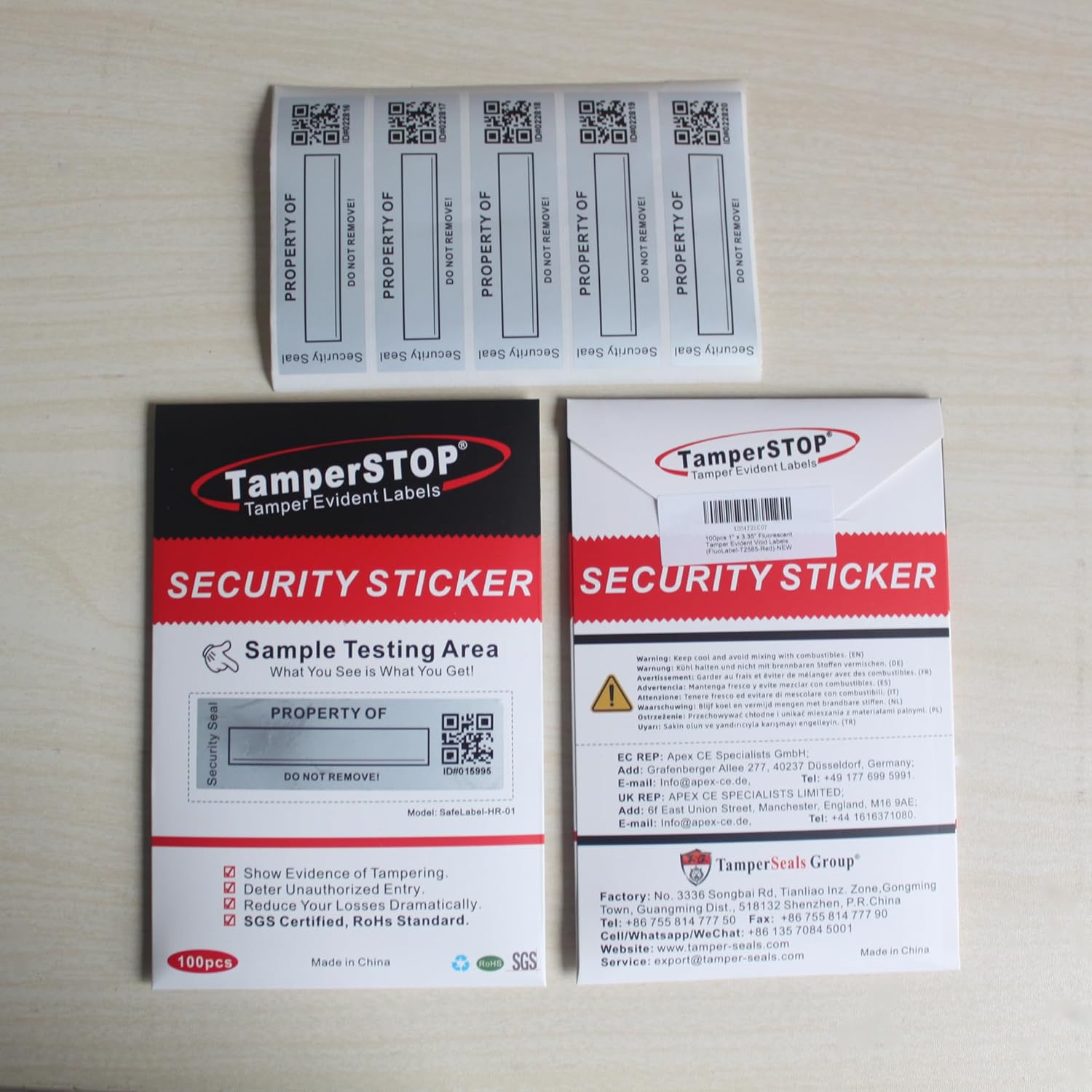100pcs 1" x 3.35" Custom Printable Tamper Evident Security Asset Tags | High Security, Matte Silver Metalized, Unique QR Code, Easily Customize, SGS RoHs Standard, for Inventory of Equipment