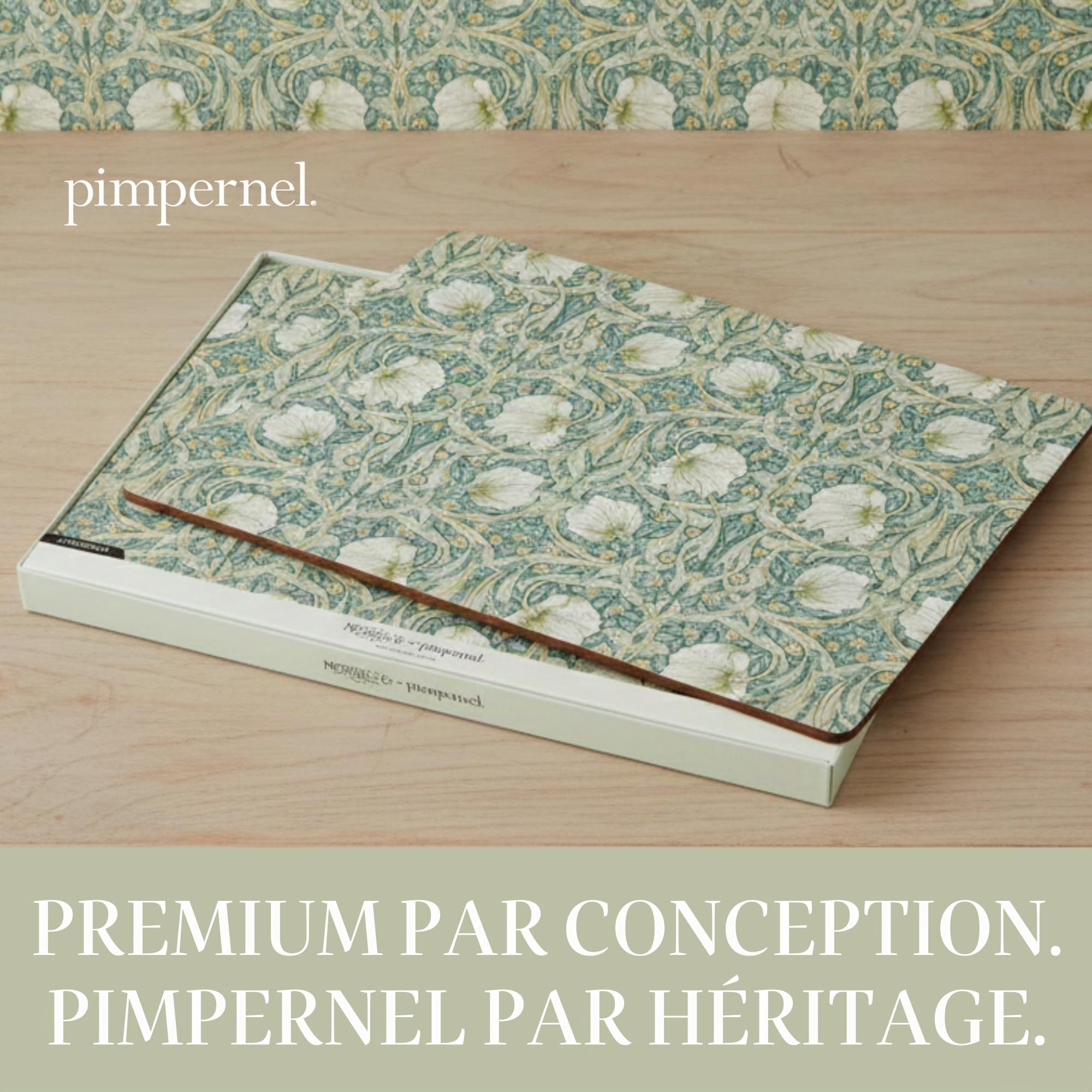 Pimpernel Morris & Co Privat Lot de 4 Sets de Table résistants à la Chaleur, Motif Floral et Dos en liège, pour Table de Salle à Manger, Cadeau pour Occasions spéciales, Bleu