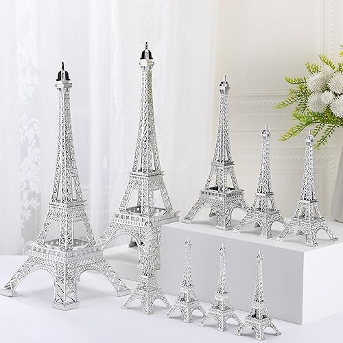 Miniatura 6 de Hicarer 9 piezas de decoración de estatua de la torre Eiffel de 5 a 15 pulgadas, 5 tamaños, aleación de metal de París, torre Eiffel, manualidades,