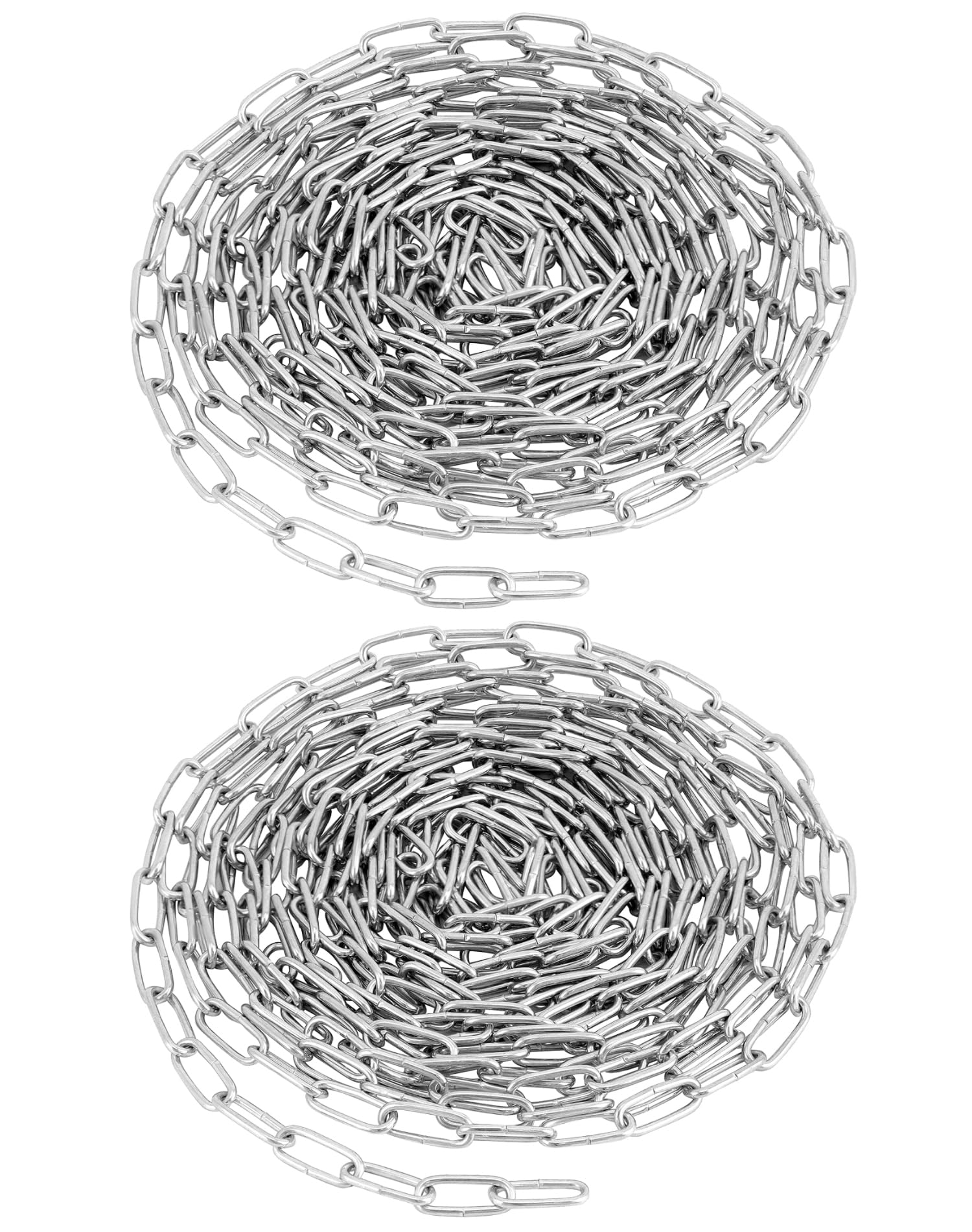 QWORK® 2 Pack Galvanized Steel Chain - diameter 2 mm - 5 m - for Clothsline Garage Fence Bicycle Security Lock Dog Lead DIY Decoration