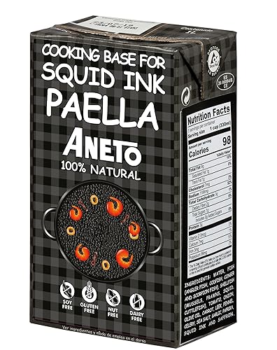 Aneto Caldo base de cocina de paella de tinta de calamar 33.83 onzas 1 paquete Ingredientes 100% naturales
