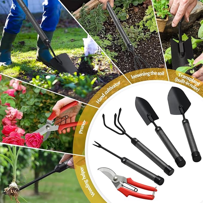 Set de herramientas de jardinería 5 piezas con mango extendido miniatura 2