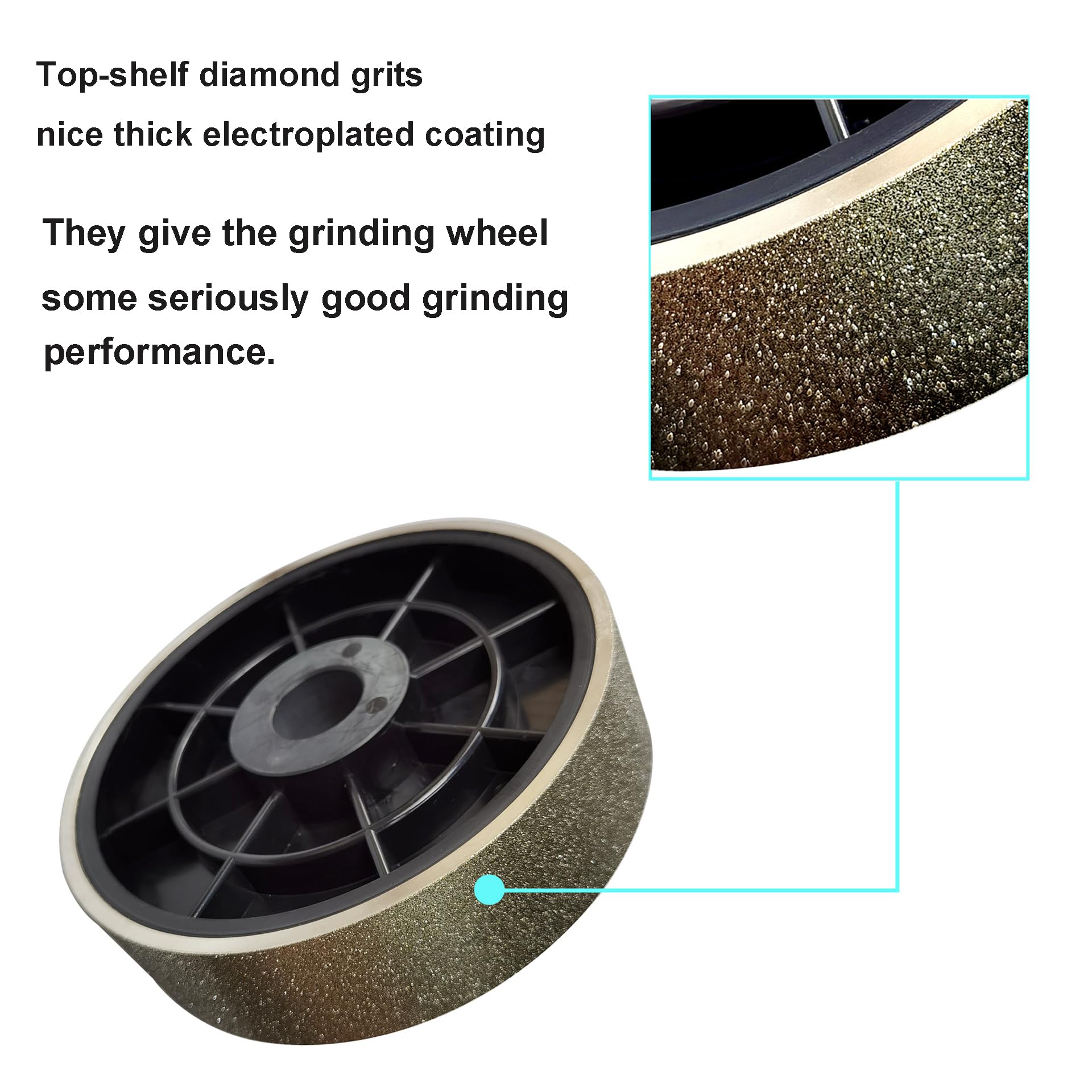 1 muela de diamante de 8" for pulido de gemas - Grano 600, eje de 1", compatible con diversos materiales duros