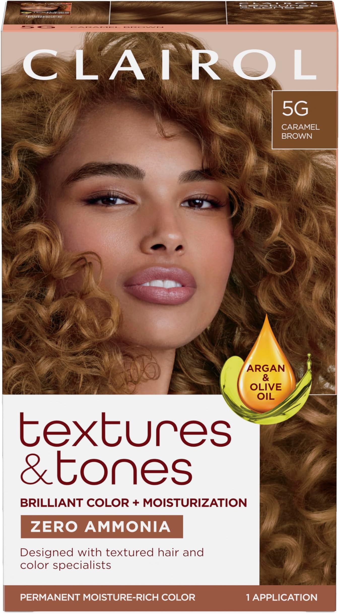 Clairol Textures & Tones Permanent Hair Dye, 5G Caramel Brown Hair Color, Pack of 1
