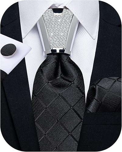 DiBanGu Juego de corbatas de seda para hombre, corbatas tejidas de jacquard y pañuelo de bolsillo cuadrado de moda corbata y pañuelo, accesorios de