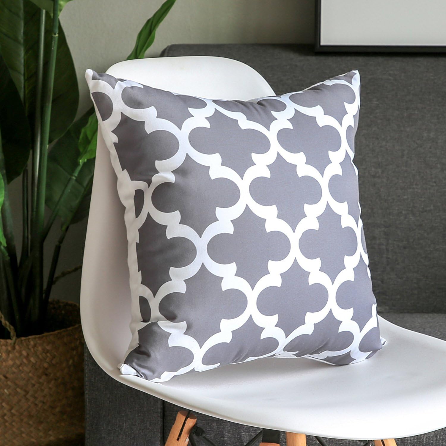 Modern Homes 100% Cotton Designer Decorative Gray Throw Pillow Covers/Cushion Covers 18x18 inch (Grey, Set of 6)