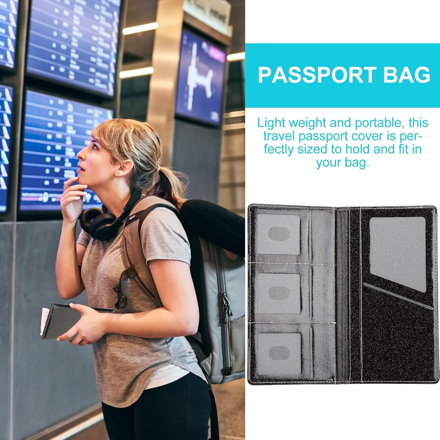 Leather Passport Holder Cover for Travel with Rfid Protection, Reusable Pu Material, Wear-resistant Passport Protector and Card Holder, Simple Design for Business and Travel image 5