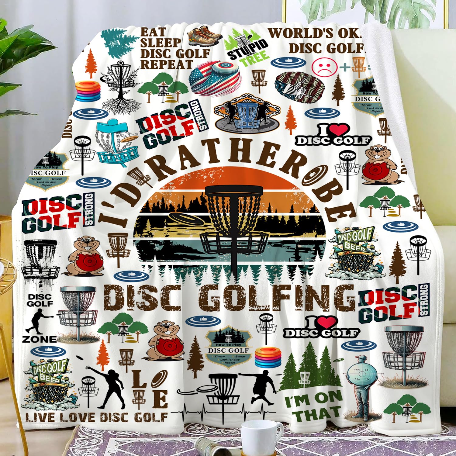 Dikogogo Men's Disc Golf Gifts Blanket Throw Funny Accessories For Wo Stuff Plush Flannel Bedding Gifts For Wo Boys Girls Adults Sport Lovers Birthday Gift Room Decor 60"X50"Inch