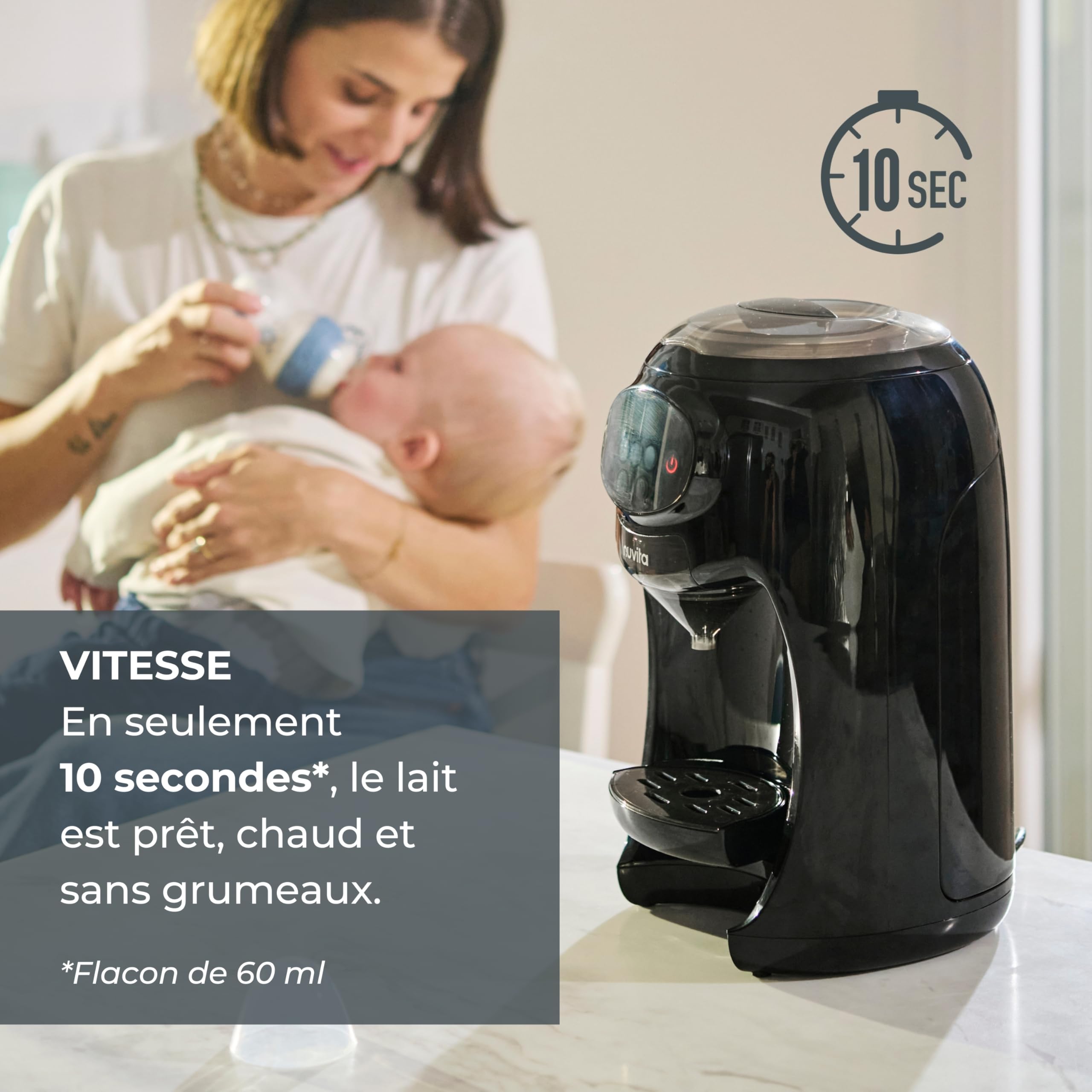 Nuvita 1180 Lattespresso - Préparateur Instantané de Lait en Poudre, Dosage, Chauffage et Mélange Précis, 4 Températures Sélectionnables, Compatible avec la plupart des Marques de Lait en Poudre
