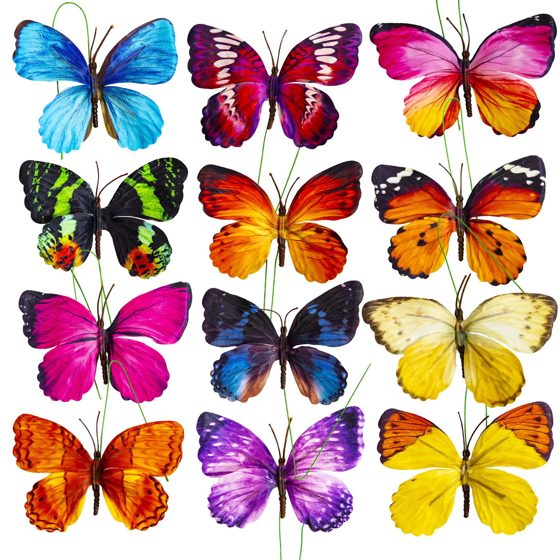 �️Berfutall-Decorative Butterfly Clips, 3D Artificial Silk Butterflies, Multicolor, 12-Pack, Home and Floral Decor (B, L — home & kitchen deal