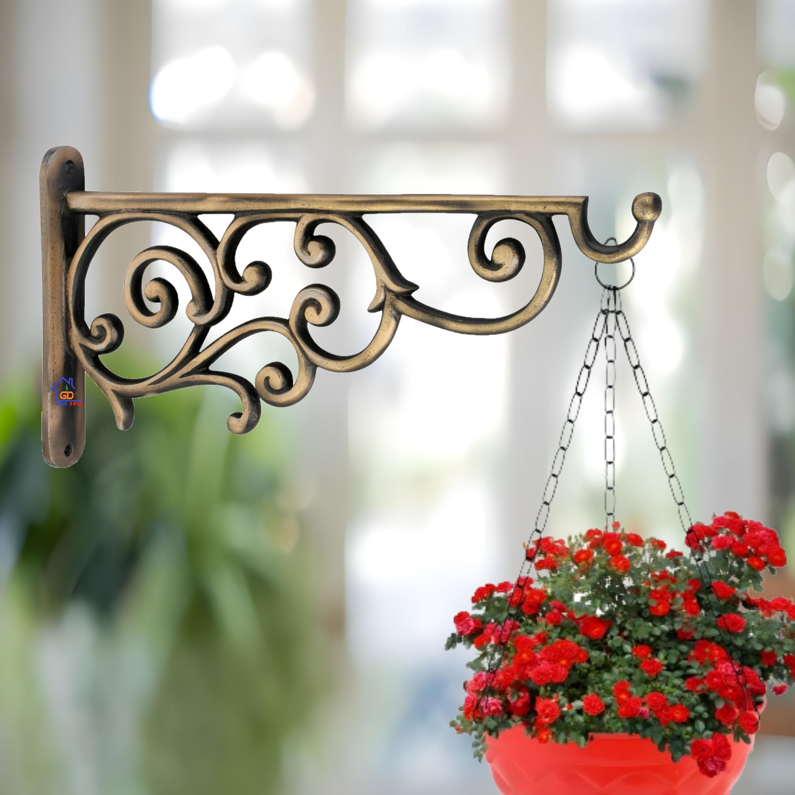Metal Wall Hook Hanging Plant Bracket Decorative Straight Plant Hanger for Pots Bird Feeder Planters Lanterns Macrame Wind Chimes Indoor Outdoor (Pack of 1, Brass Antique)-image-43