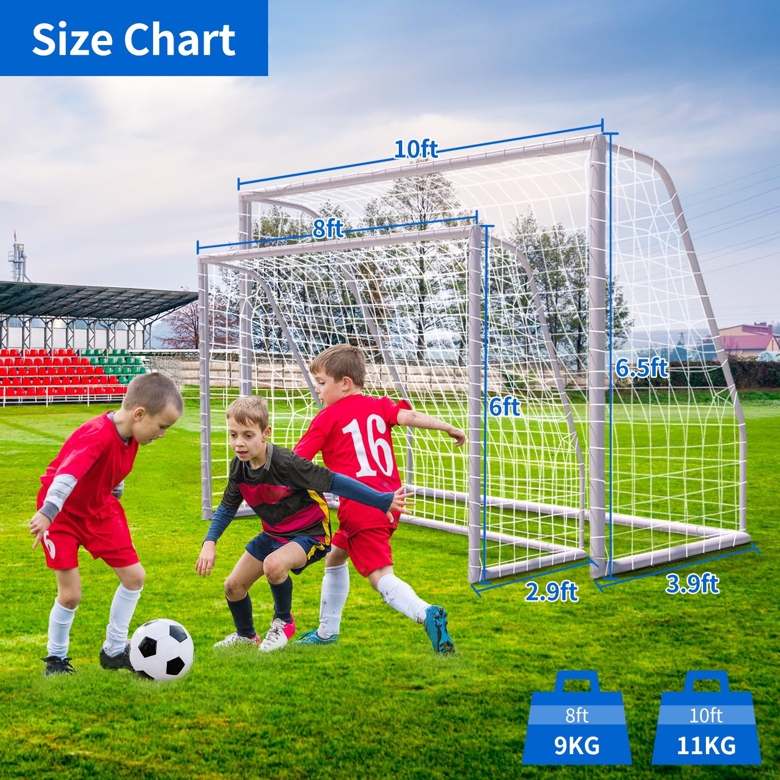 Questa Porta da Calcio, Resistente alle intemperie e Portatile, Porta da Calcio da Giardino, Porterias de Futbol Soccer Arcos de Futbol per Allenamento all'aperto, 8x6FT, 10x6.5FT, Rete da c