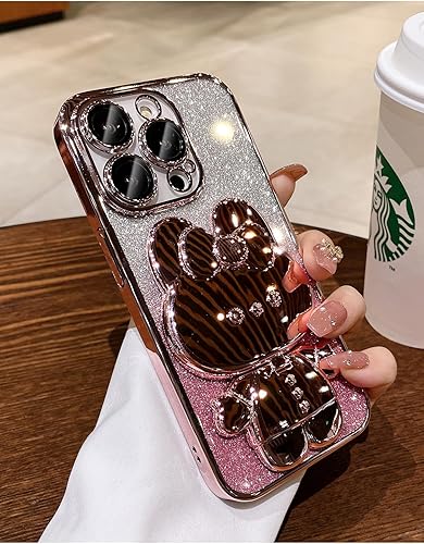 Spevert for iPhone 15 Pro Max Case Luxury Glitter Case with Cute Kawaii Stand,Gl