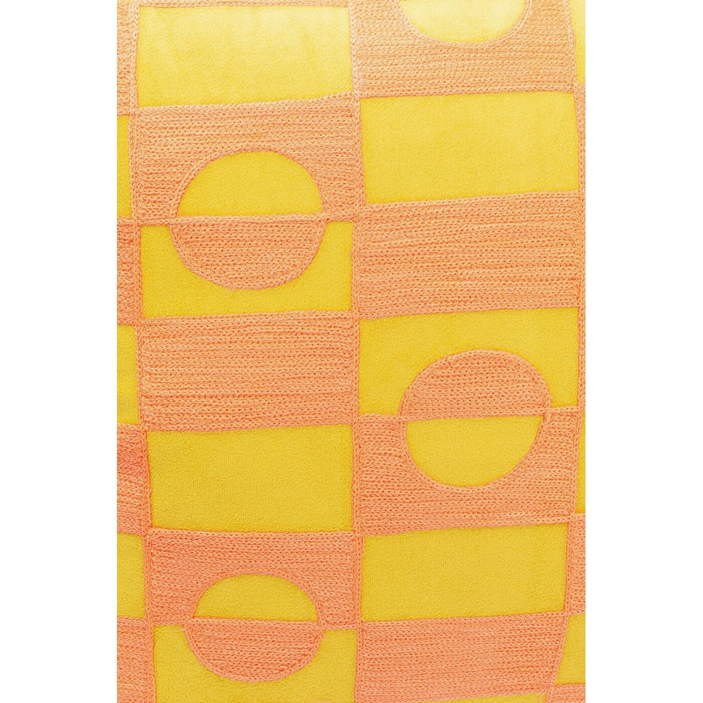 Kare Phase, Orange, Mehrfarbig, 45x45 cm, Abnehmbarer Bezug mit Reißverschluss, Dekokissen inklusive Füllung, Zierkissen, Sofakissen