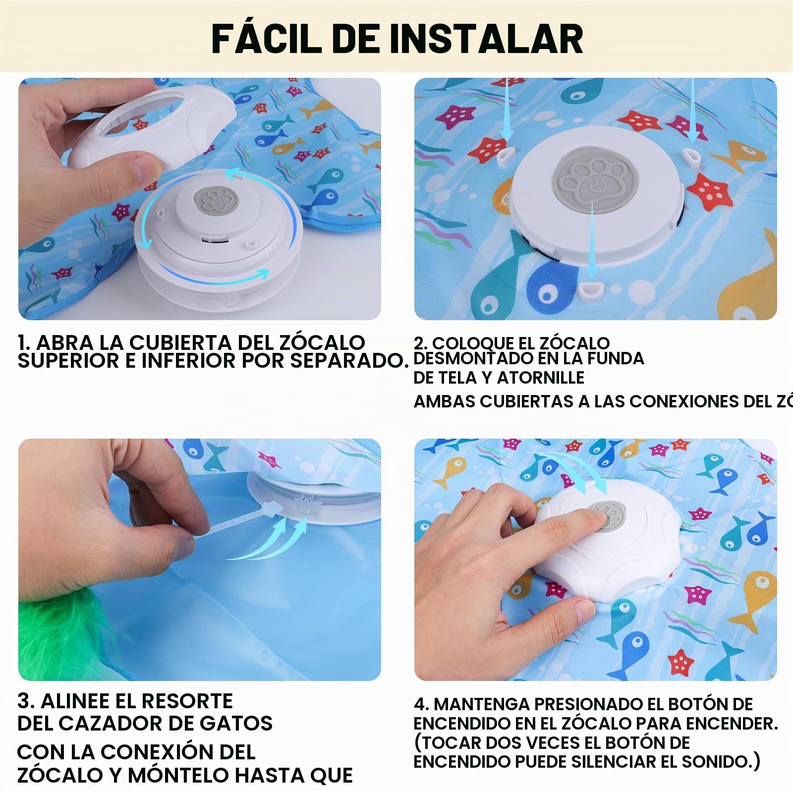 FIVAVA Juguete de Gato Interactivo,Juguete para Gato Recargable y silencioso,Juegos para Gato de Caza con 3 Plumas reemplazables