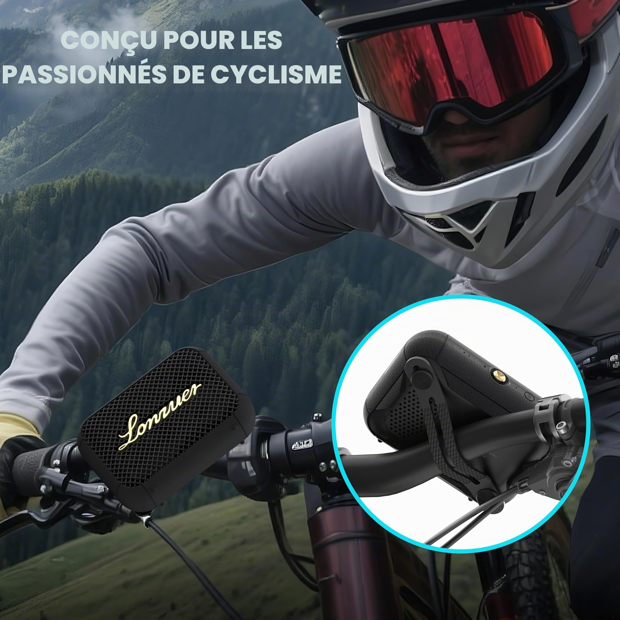 Enceinte Bluetooth ultra-portable - Étanchéité IPX7, basses puissantes, 8 h d'autonomie, TWS, micro intégré, sangle de fixation incluse pour le cyclisme, le sport, les voyages et le camping - Noir