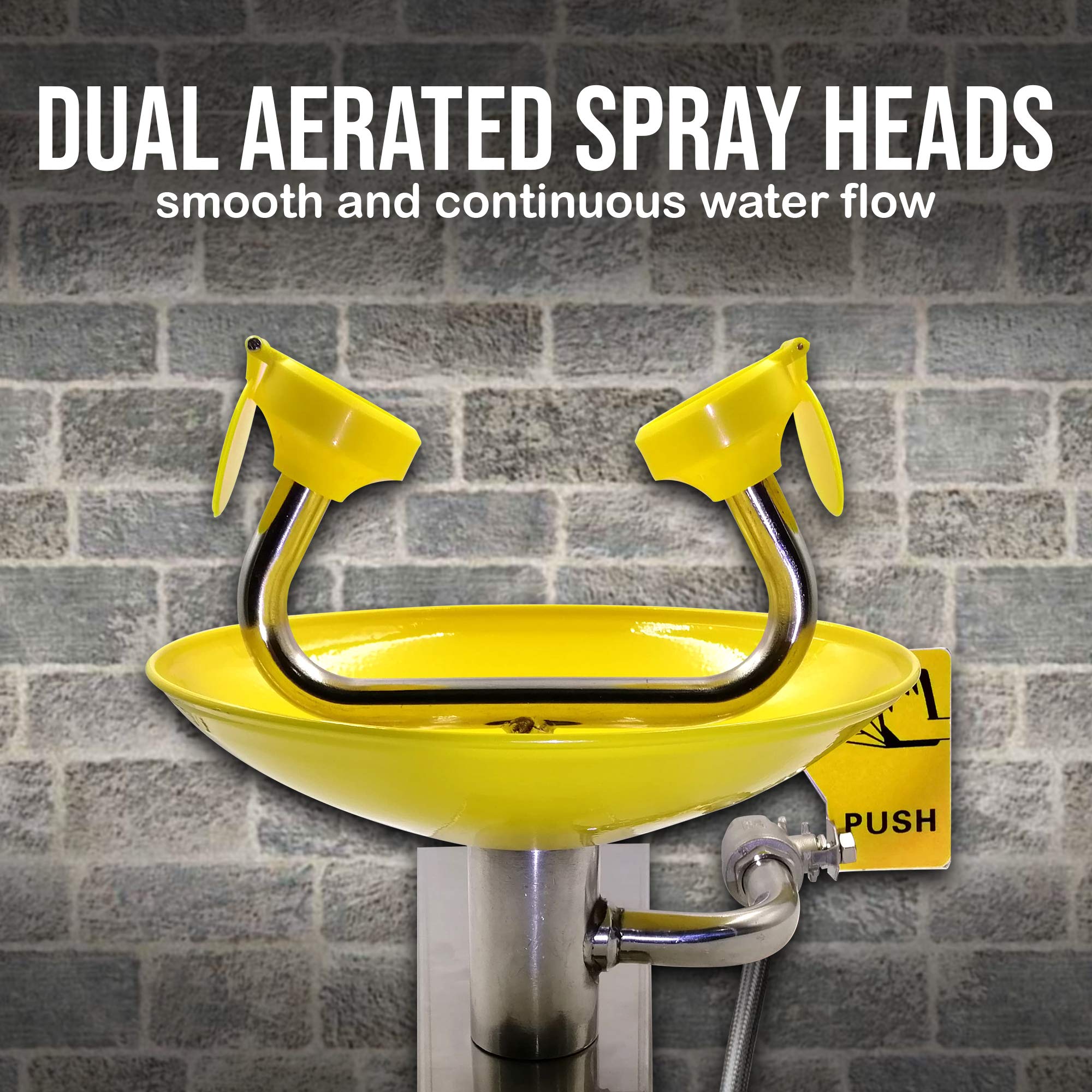 Eye wash Station with Free Eye Wash Sign Wall Mounted Stainless Steel