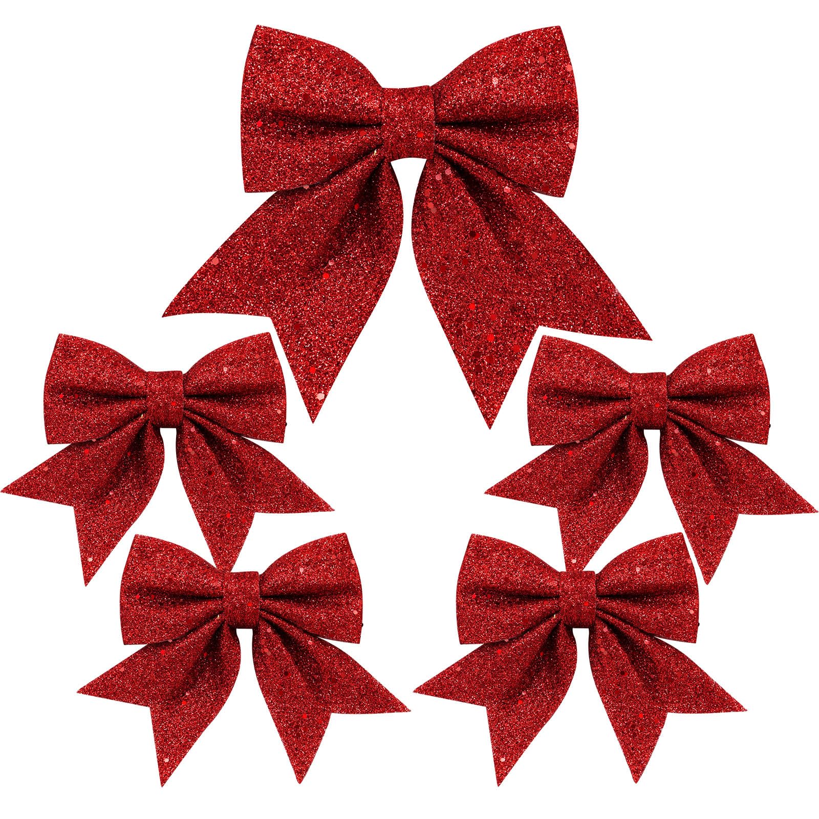 6 Stück Rote Weihnachtsschleifen 33x23cm - Flanell Schleifen Für Deko