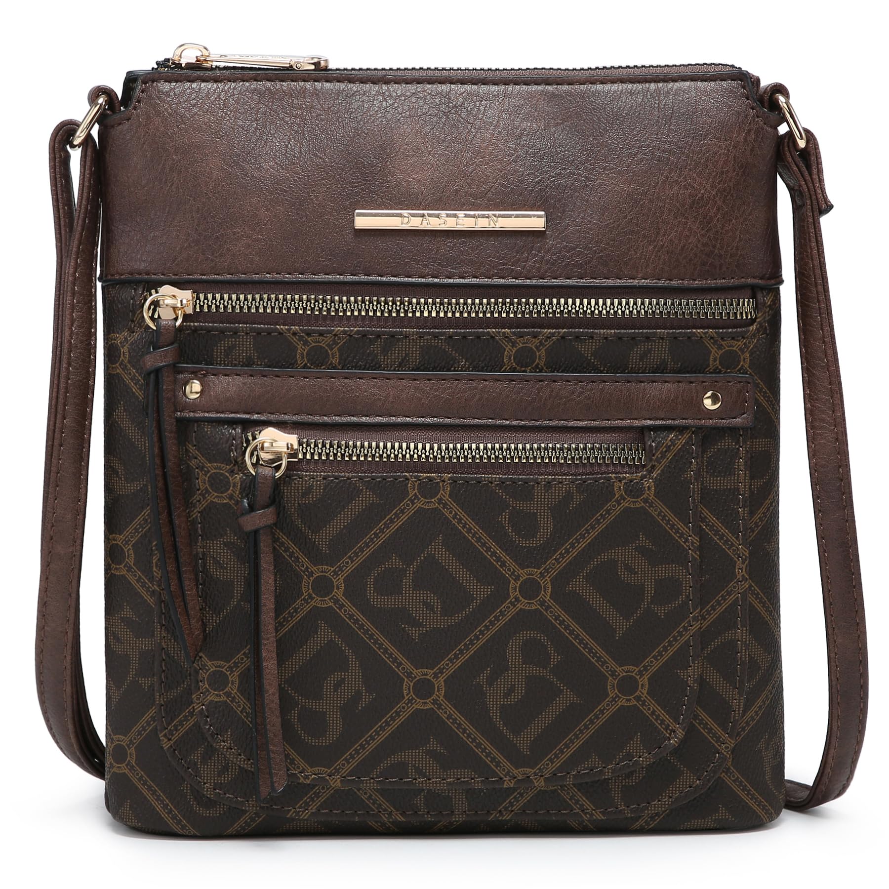 Dasein Crossbody Purse for Women Vegan Leather Shoulder Handbags Messenger Bags with Multi Zipper Pockets