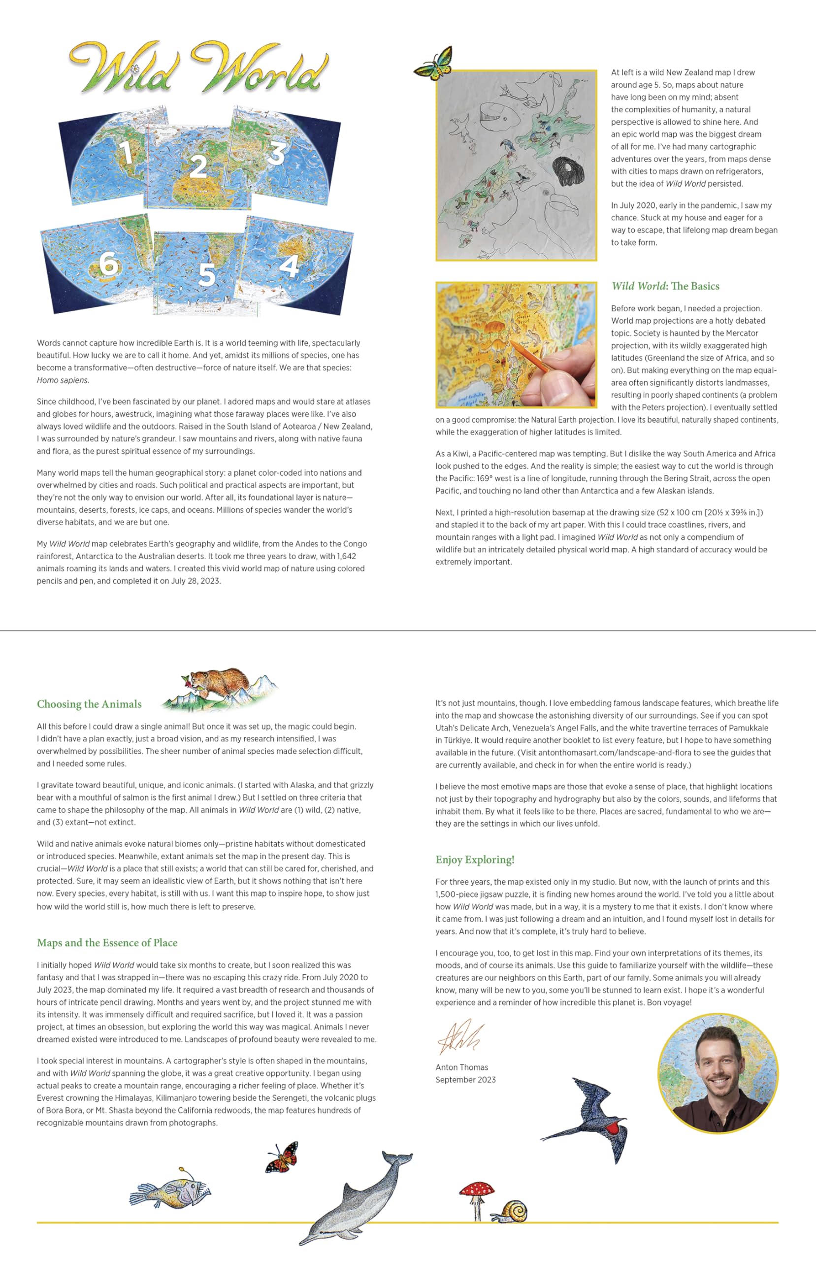 Pomegranate Puzzle da 1500 pezzi per adulti, mappa del mondo, Anton Thomas Wild World, finitura opaca, vestibilità aderente