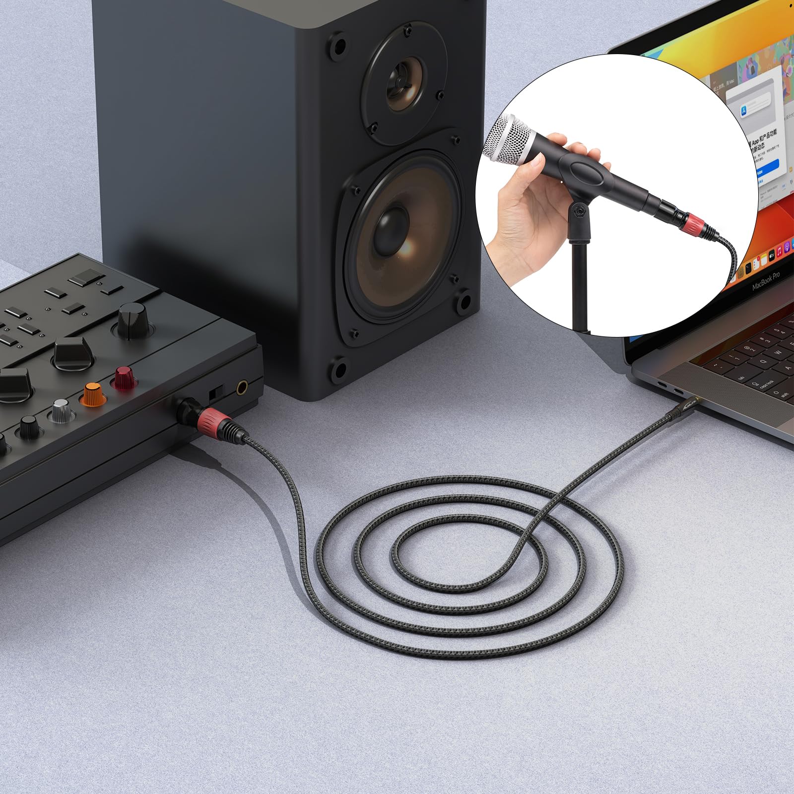 XLR auf 3,5 mm Kabel, 1,8 m, symmetrisches 0,3 cm TRS-auf-XLR-Kabel, vergoldet, 3-poliges Nylon, geflochten, für Handy, Laptop, Lautsprecher, Mischpult, 2 Stück