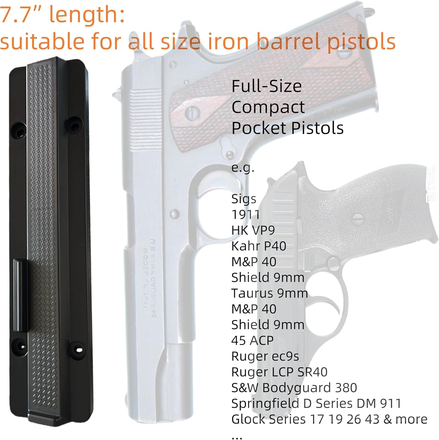 Magnetic Pistol Mount for Quick and Easy Slide Rack - Compatible with Both Round Top & Flat Top Iron Pistols | Easy Installation for Indoor Gun Rack