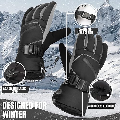 Miniatura 4 de BOSONER Guantes de esquí y snowboard, guantes impermeables de invierno, guantes de nieve para pantalla táctil para clima frío, para hombres,