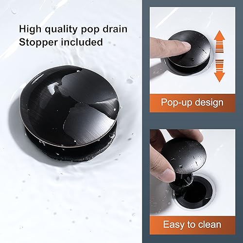 Miniatura 5 de KirlystonE Grifo de lavabo de baño de bronce aceitado, grifo de tocador central de bronce de 4 pulgadas con asas cruzadas