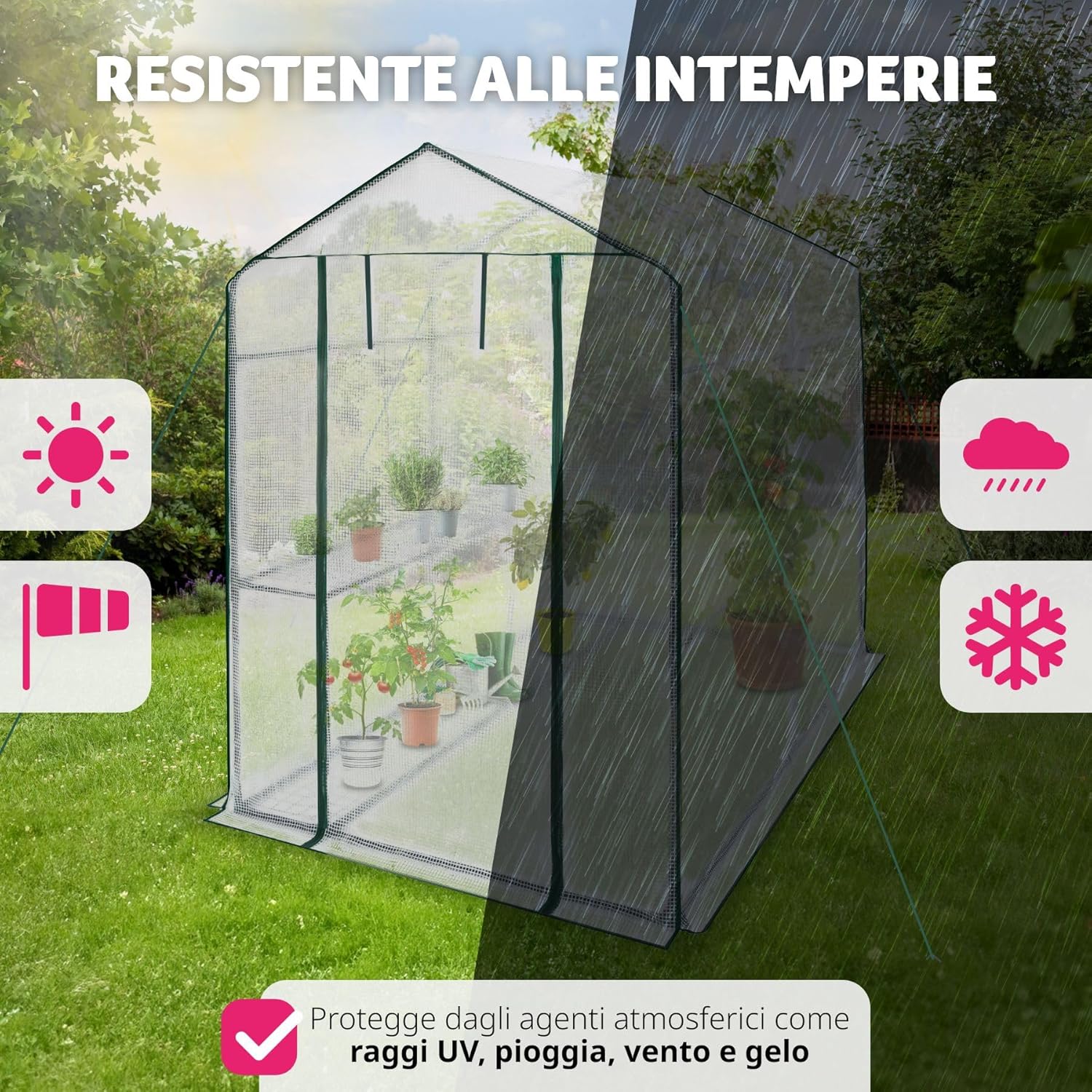 Tectake® Serra da Giardino in Acciaio con Porte e Rete UV - Bianco 21 81FXZmdnwHL. AC SL1500