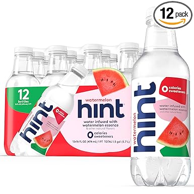 Hint Fruit-Infused Bottled Water, Watermelon - Sugar Free Flavored Water with Zero Calories, Naturally Flavored, and No Artificial Sweeteners - 16 Fl Oz (Pack of 12)