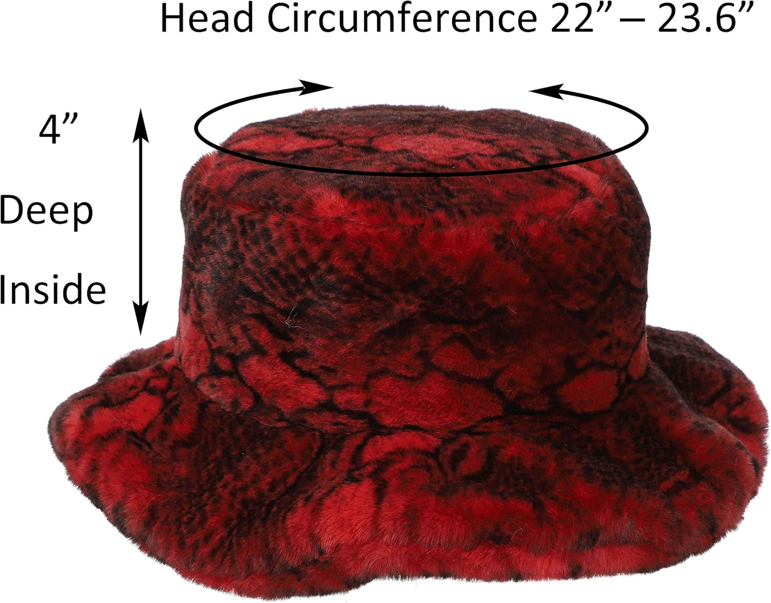 LA CARRIE Women's Snakeskin Print Faux Fur Bucket Hat Winter Warmer Fisherman Cap - Image 3