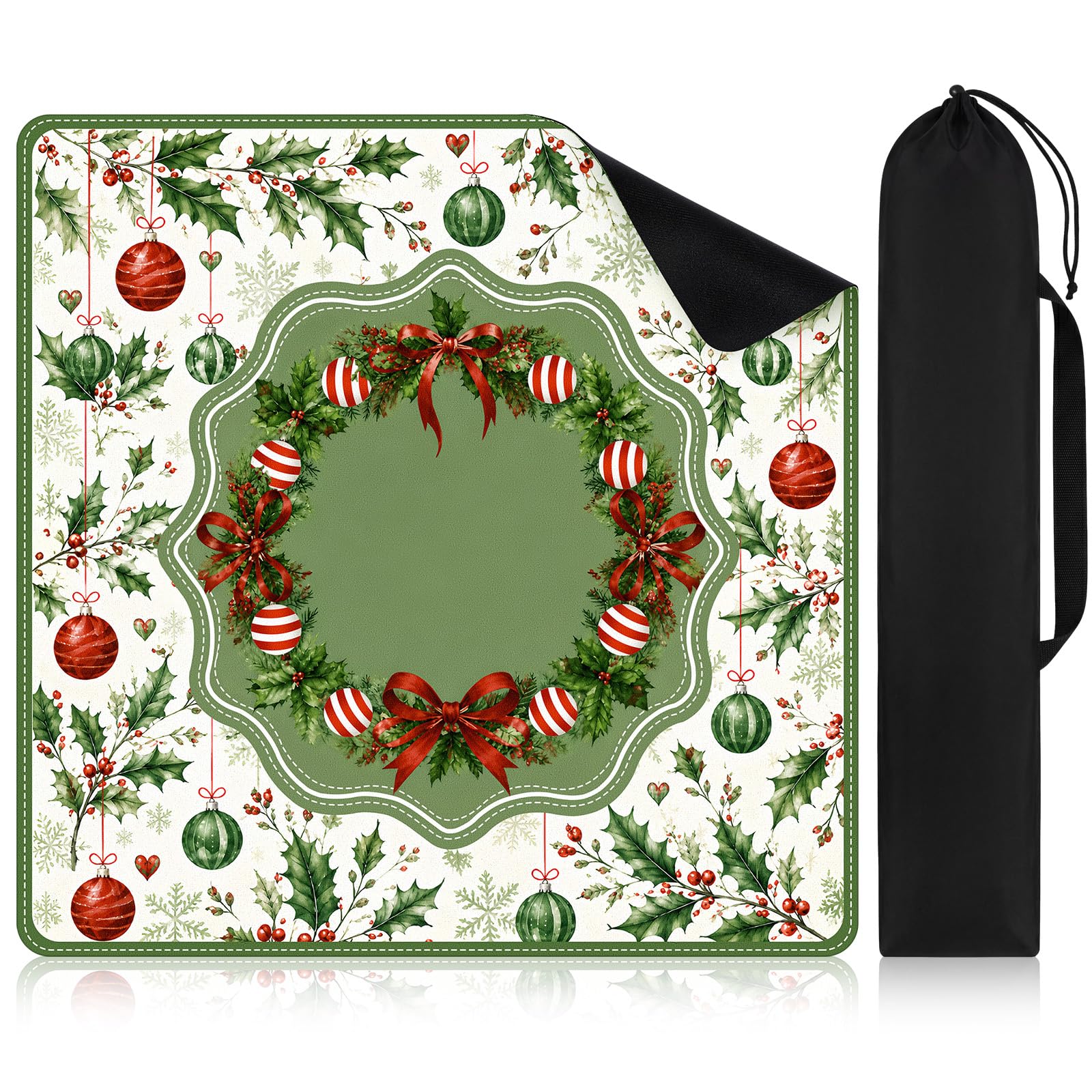Juego de alfombrillas de Mahjong de Navidad con bolsa de