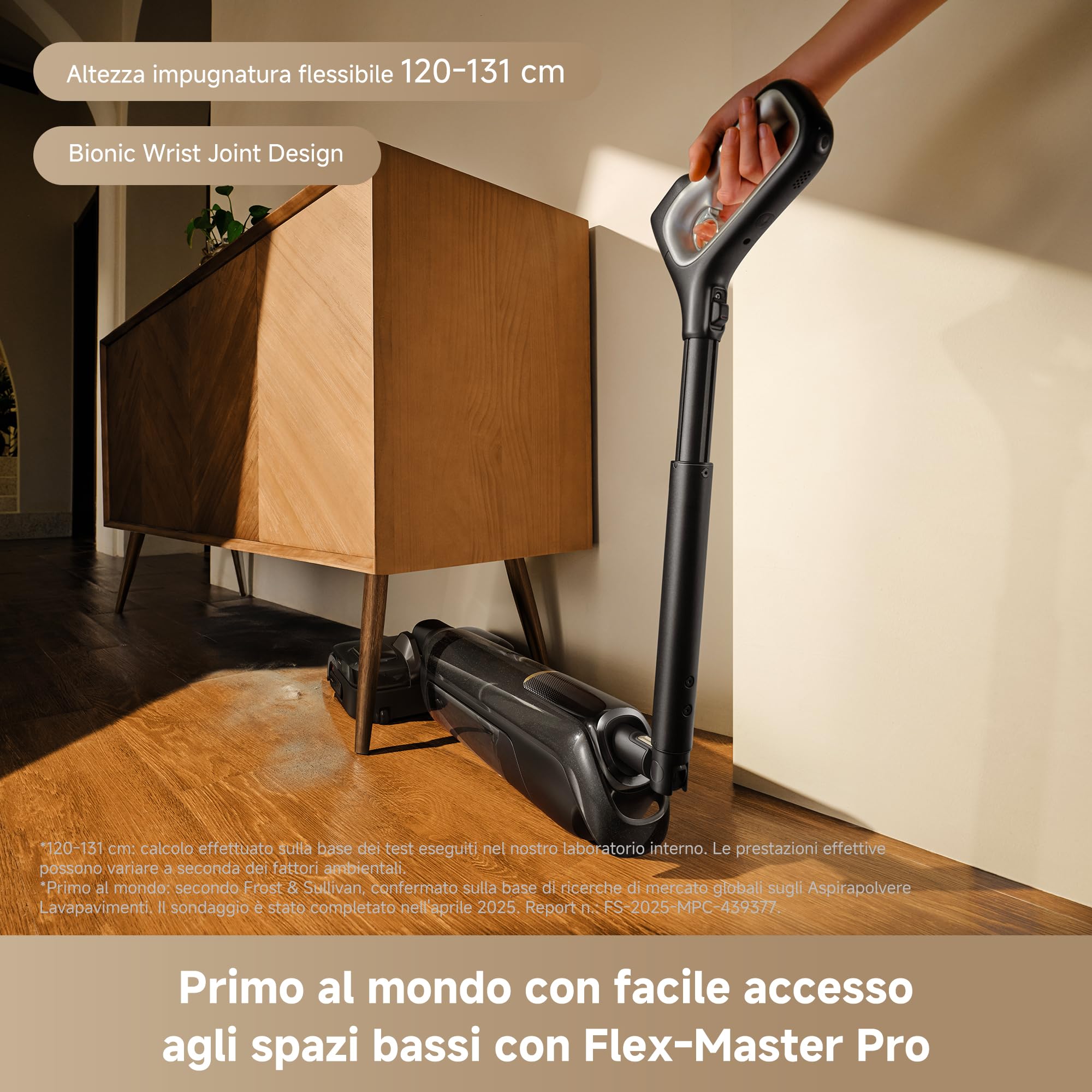 MOVA M50 Ultra Aspirapolvere Lavapavimenti Senza Fili, 22kPa, 0-Gap Braccio Robotico, Manico Pieghevole ed Estensibile, Scivolamento avanti-indietro, a immersione a 100 °C, Asciugatura in 5 min a 90°C