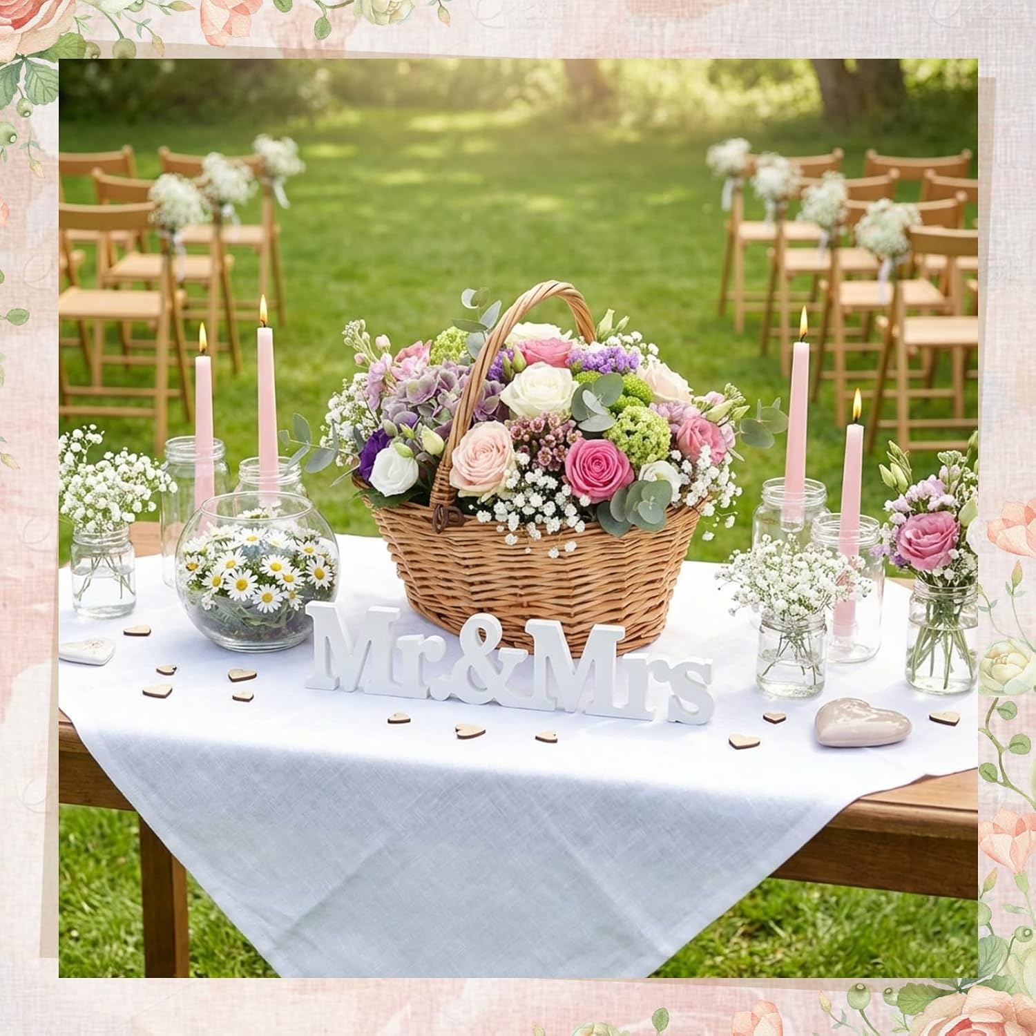 Barydat 6 Pcs Small Wicker Picnic Basket with Handle 12 Pack Floral Foam Blocks for Flower Arrangements, Flower Girl Baskets Oval Willow Woven Braided Gift Basket for Wedding Baby Shower(Khaki)