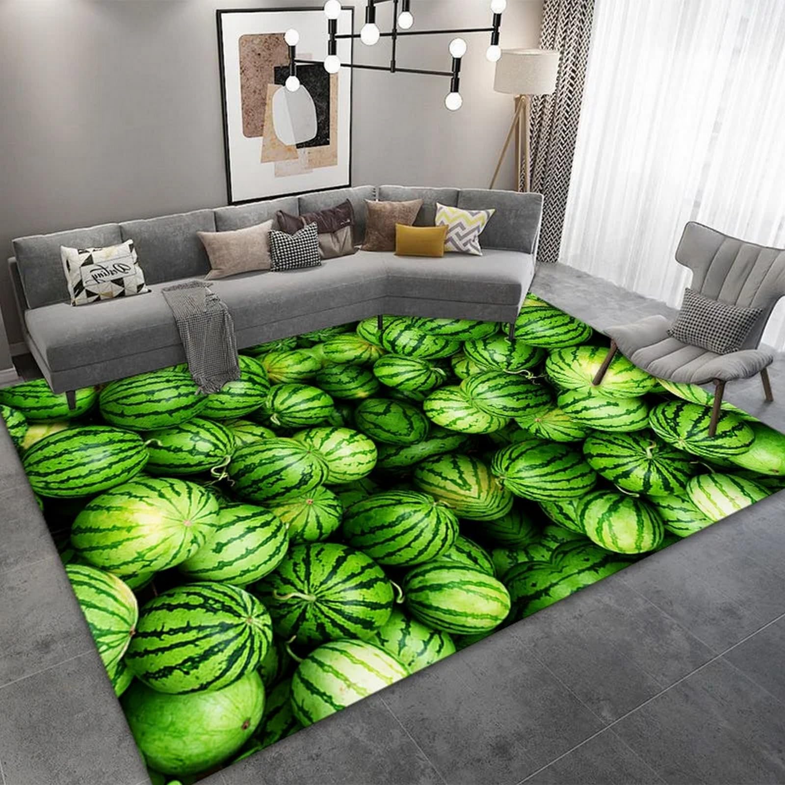 3D Living Room Carpet, Vegetable And Fruit Washable Printed Rug, Soft Comfortable Non-Slip Rectangle Floor Mat For Dining Bedroom Home Decor, 80 X 120 Cm Easy Clean-3304602597416