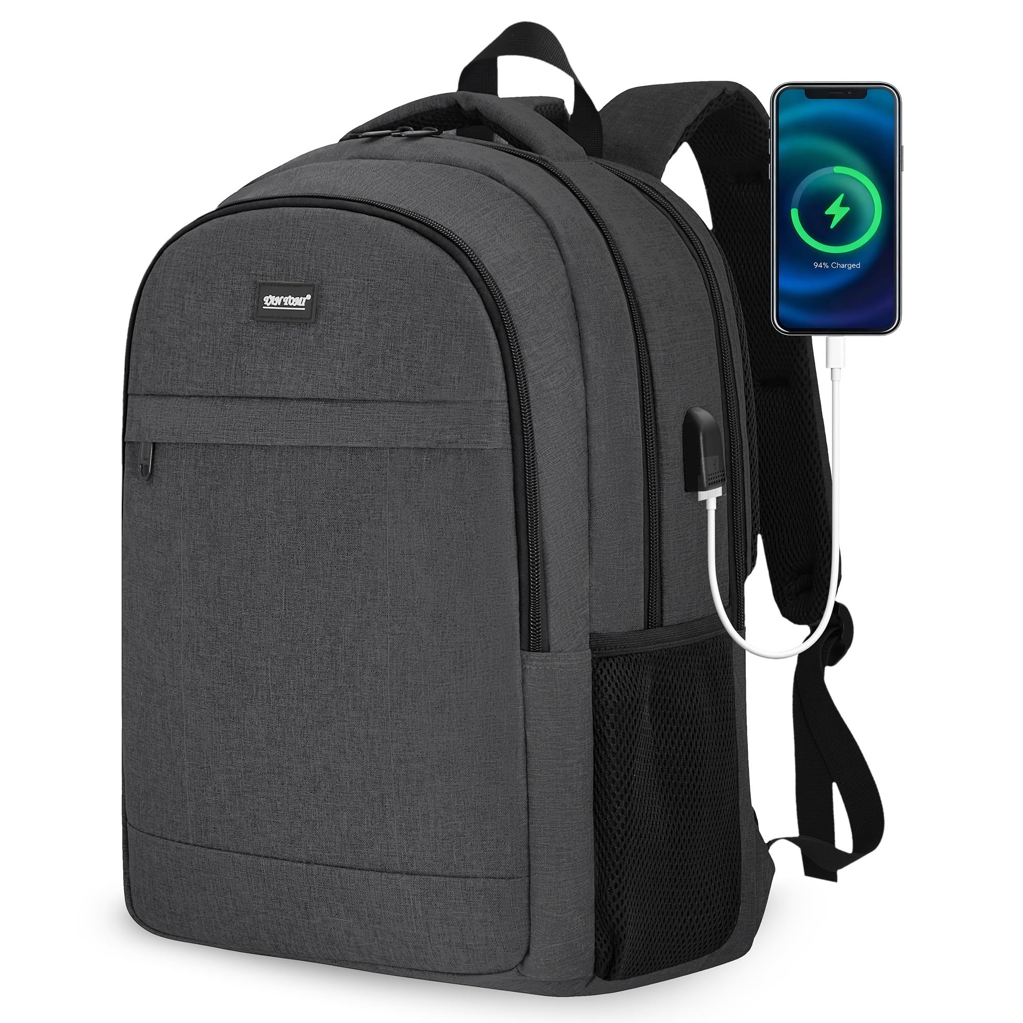 TANTOMI 17 Inch Travel Laptop Backpack for Men Women, Business Laptop Backpack with Anti Theft & USB Charging Port, Water Resistant Durable School