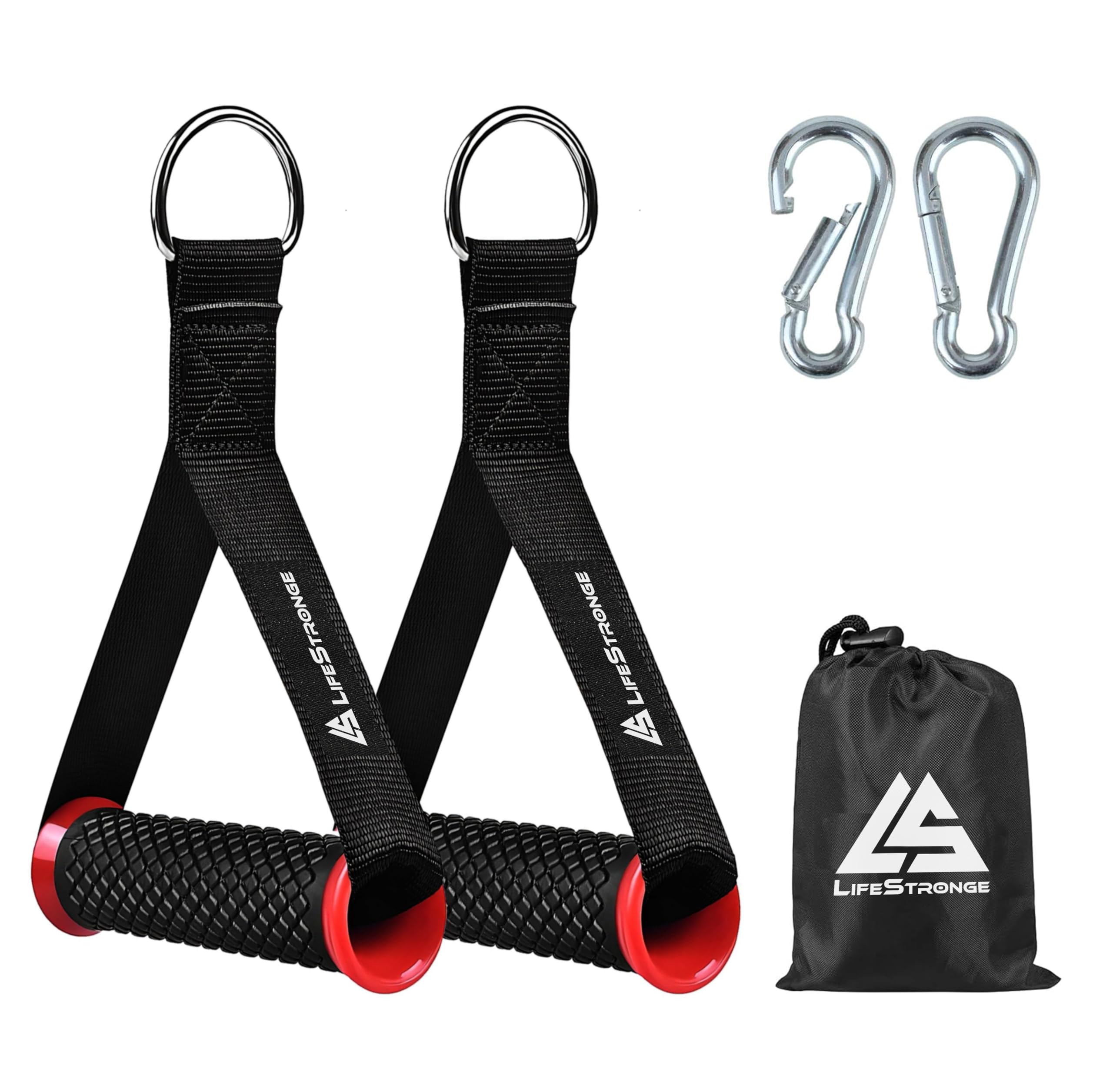 Gym Exercise Handles, Replacement Fitness Equipment for Strength Trainer, Cable Machine and Resistance Band Handles, Home Gym Add On Equipment (Red)-image-0