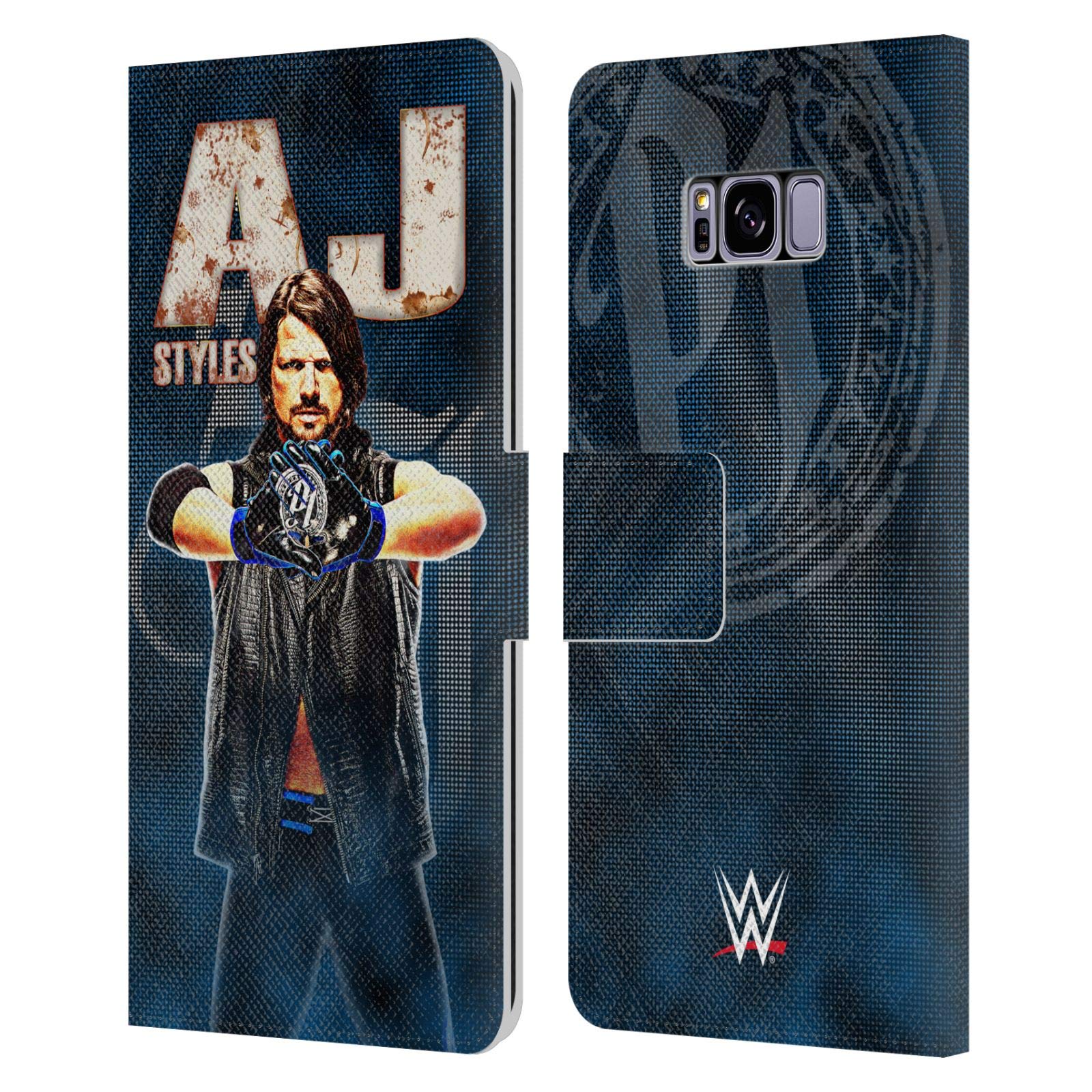Head Case Designs Officially Licensed WWE AJ Styles Superstars Leather Book Wallet Case Cover Compatible With Samsung Galaxy S8+ / S8 Plus