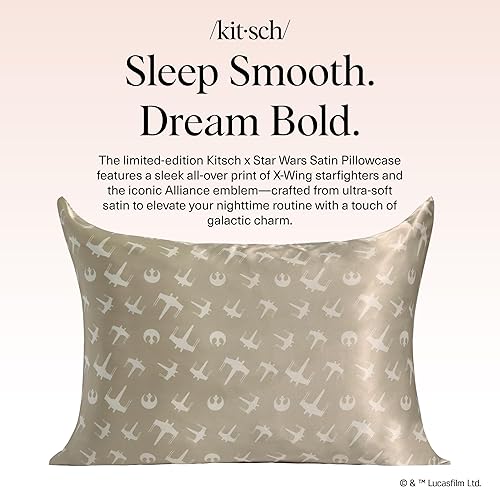 Vista 111 de Kitsch x Elf - Funda de almohada de satén con cremallera de tamaño queen/estándar, para el cabello y la piel, funda más suave que la seda, lavable a