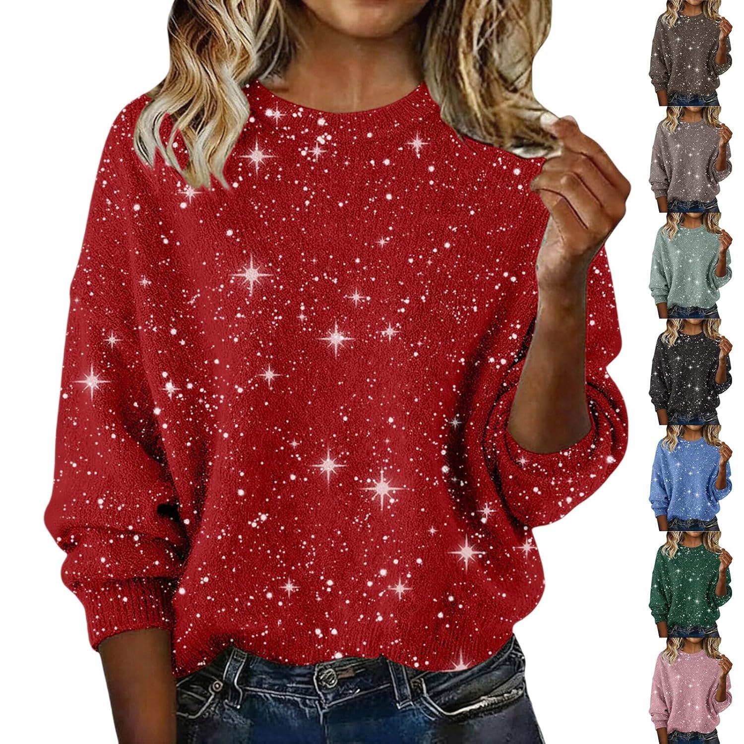 Sequin Sweaters for Women Sparkly Long Sleeve Shiny Pullover Elegant Casual Fashion Fall Fashion Winter Cashmere Sweater